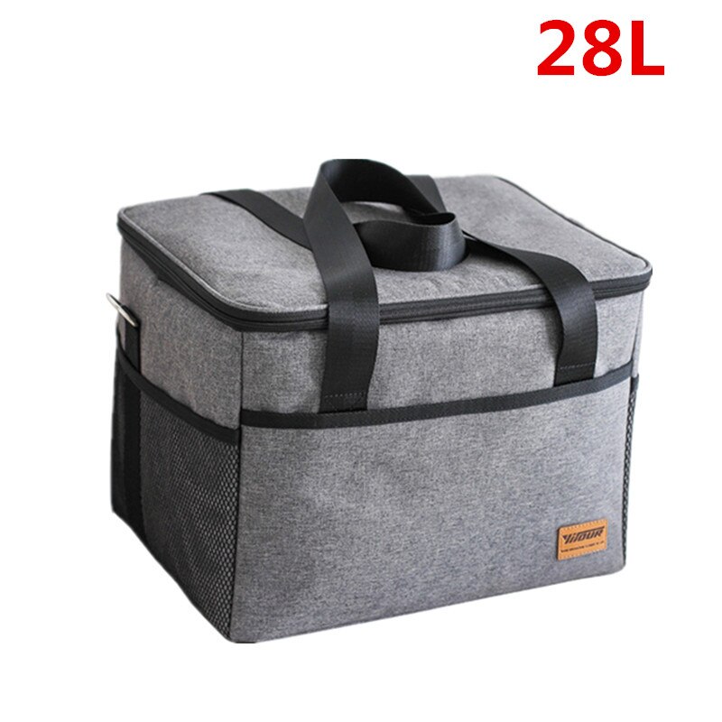 Extra Grote Geïsoleerde Koeltas Mannen Dikker Thermische Ijs Pack Weekend Picknick Voedsel Bier Opslag Container Koelkast Zakje Doos: 28L-Gray