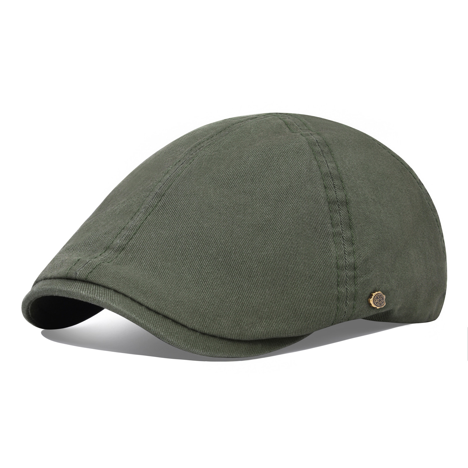 VOBOOM Cotton Newsboy Cap Men Women Ivy Flat Caps Spring Summer Berets Gatsby Hats Driver Cooker Retro Boina for Male Female: Army Green
