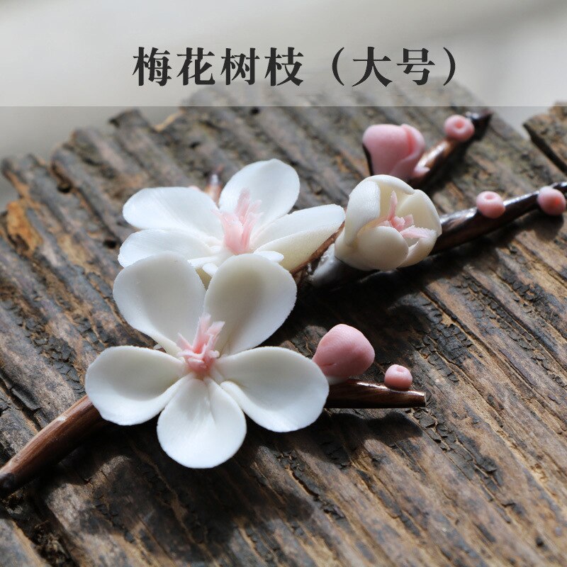 VIDAR-rama de flor de ciruelo de cerámica hecha a mano, accesorios creativos de decoración para Ceremonia de té, adornos Zen: C