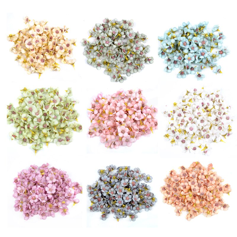 200PCS Mini 2cm Multicolor Daisy Flower Heads Mini Silk Cheap Artificial Flowers for Wreath Scrapbooking Home Wedding Decoration