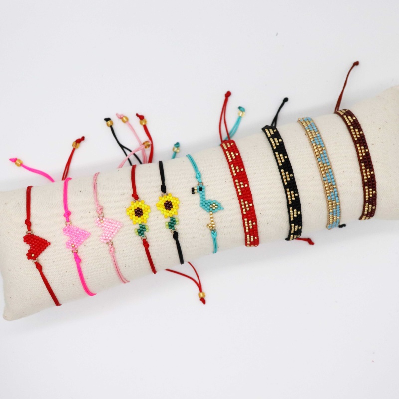Bluestar Bohemian Glazen Kralen Ketting Armband Miyuki Accessoires Rood Zwart Hart Flamingo Charms Armband Voor Vrouwen Sieraden