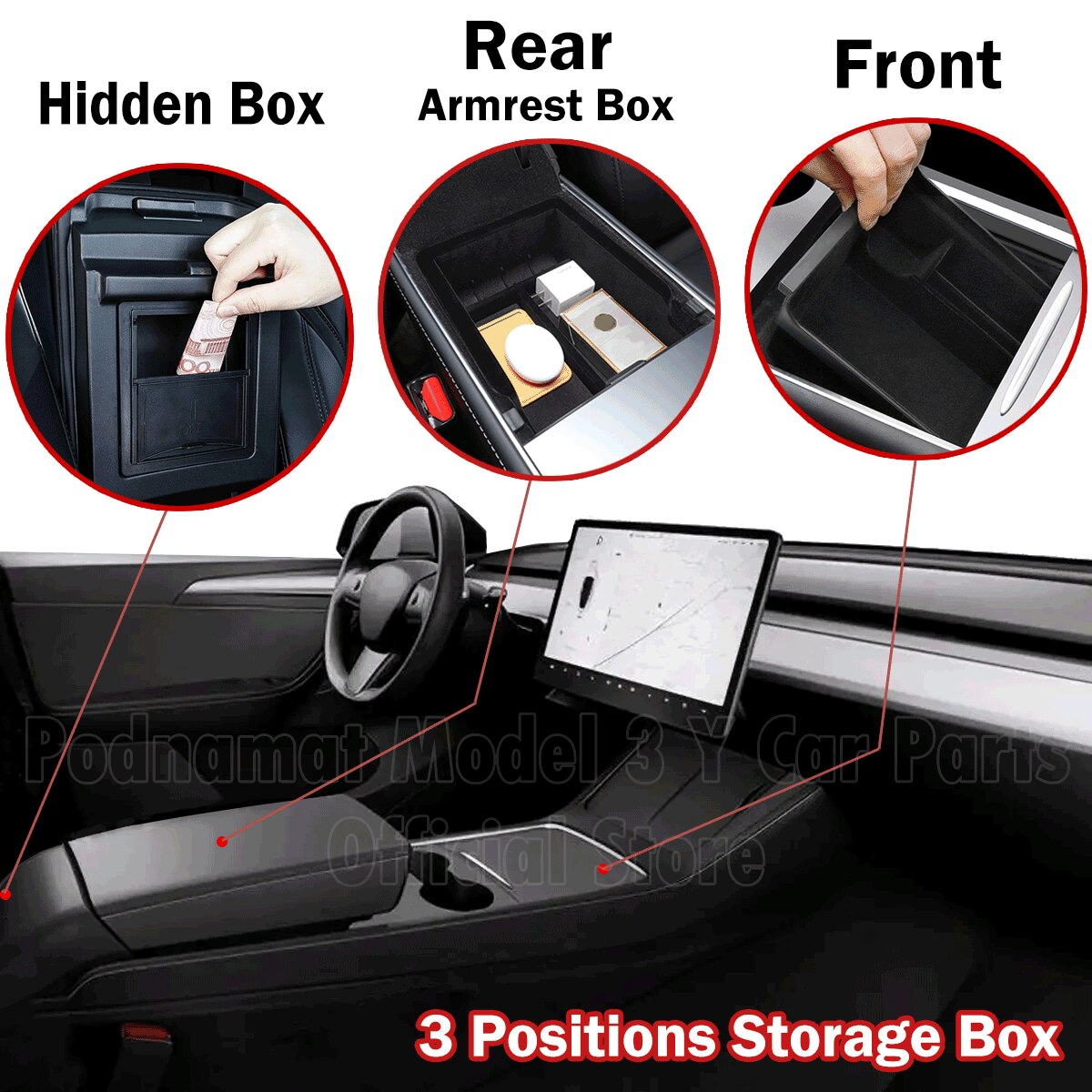 Reposabrazos Central para coche Tesla modelo 3 Y /2022, caja de almacenamiento, organizador, consola Central, accesorios para Tesla modelo 3 2022