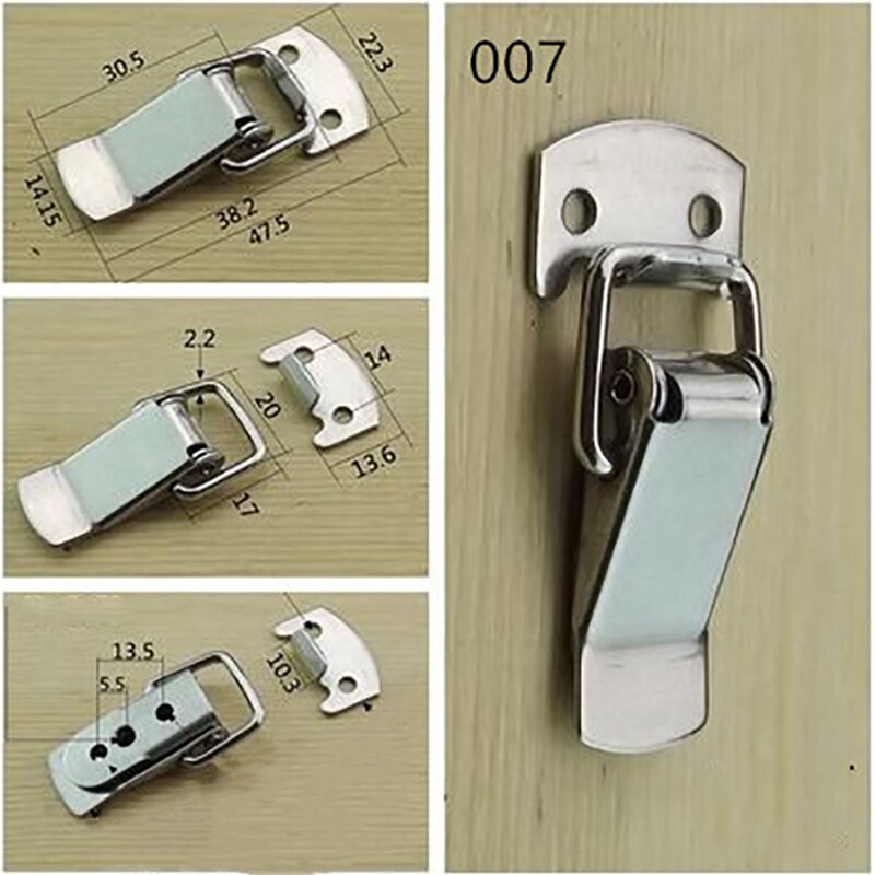 4Pcs Stainless Steel Spring Locking Latch Hasps for Suitcase Chest Toggle Catch Hardware Clasp Cabinet Toolbox Catch