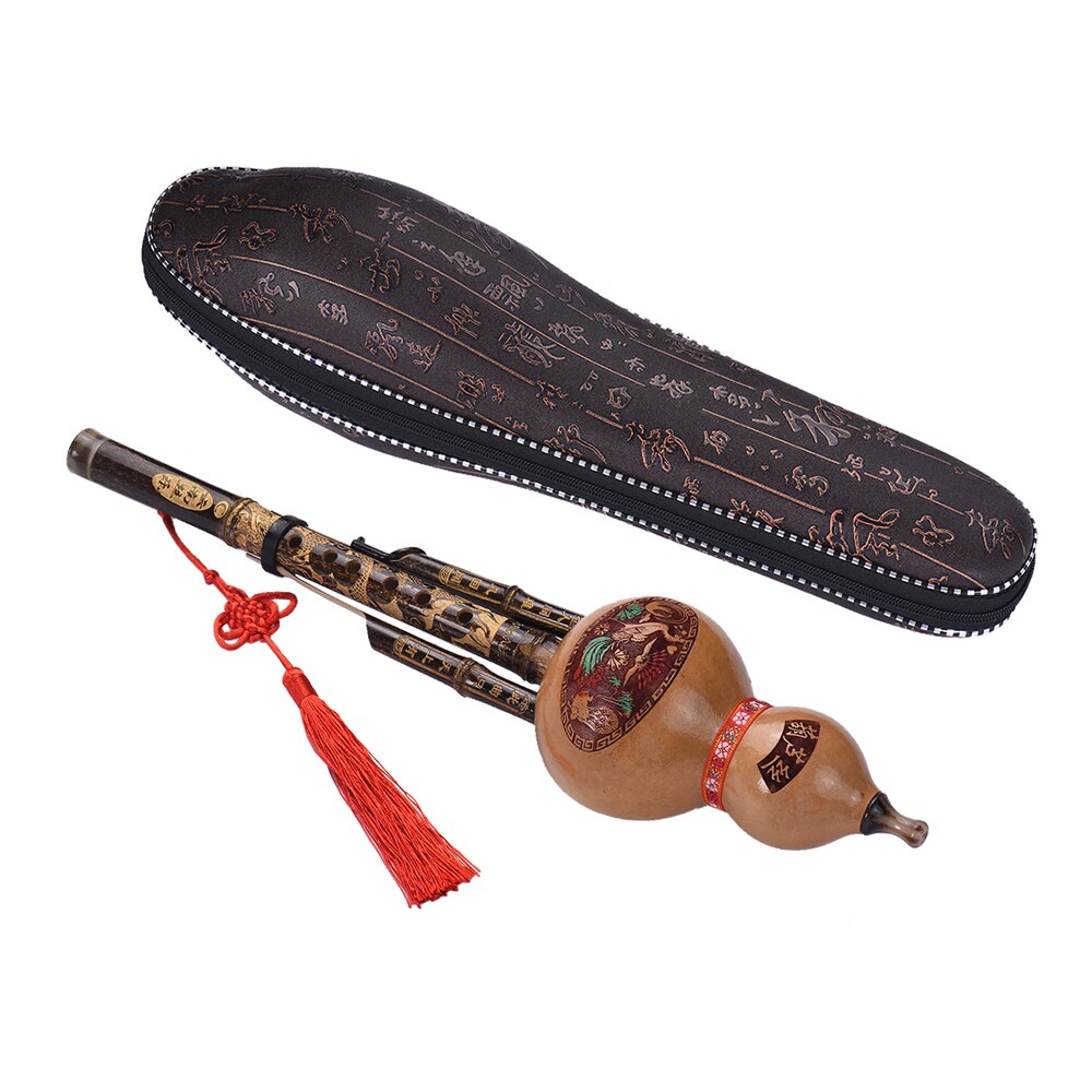Flauta de Cucurbit de calabaza Hulusi de bambú negro, hecha a mano, China, instrumento Musical étnico, llave de C con funda para principiantes, amantes de la música