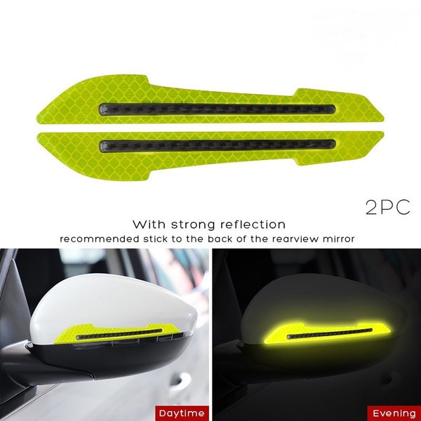 Pegatinas reflectantes para coche, cinta de advertencia para evitar colisiones, pegatina protectora sin huellas, espejo retrovisor: green
