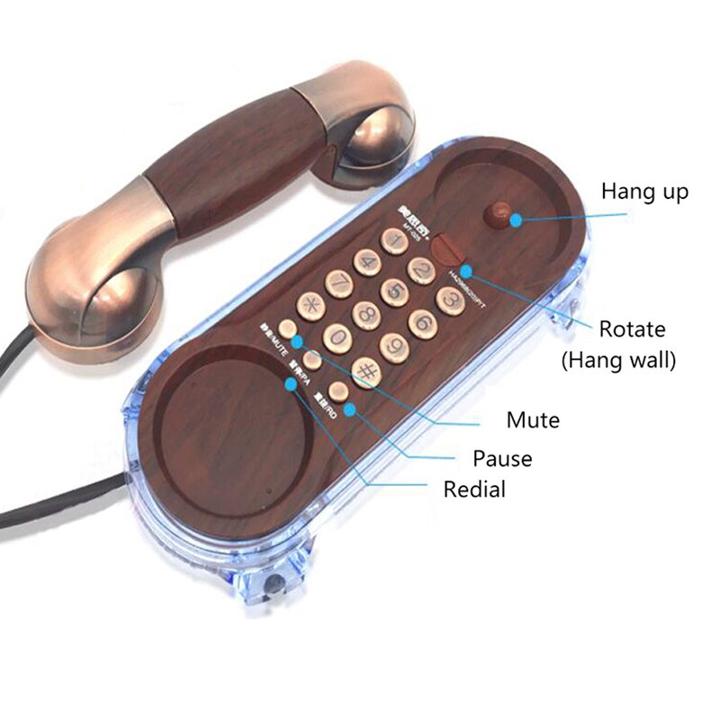 Small Retro Telephone Adjust Ringtone Antique Bronze Home Decor Phone Without Battery Landline Corded Phones With Mute Redial