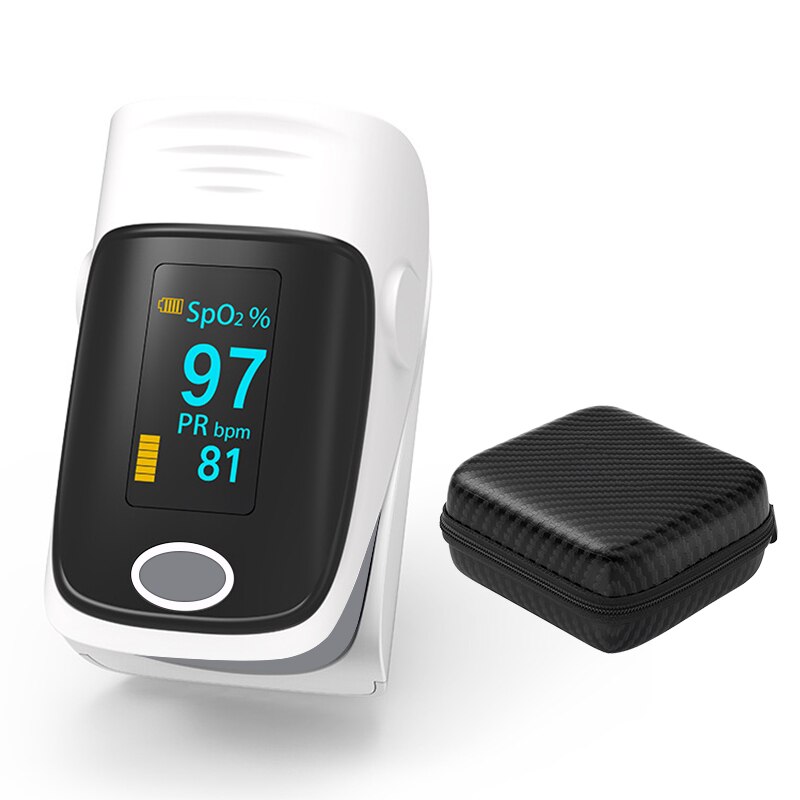 Household OLED Pulse Oximeter Finger Oximeter SpO2 PR Blood Oxygen Saturation Meter Heart Rate Monitor Health Care: Gray with Case