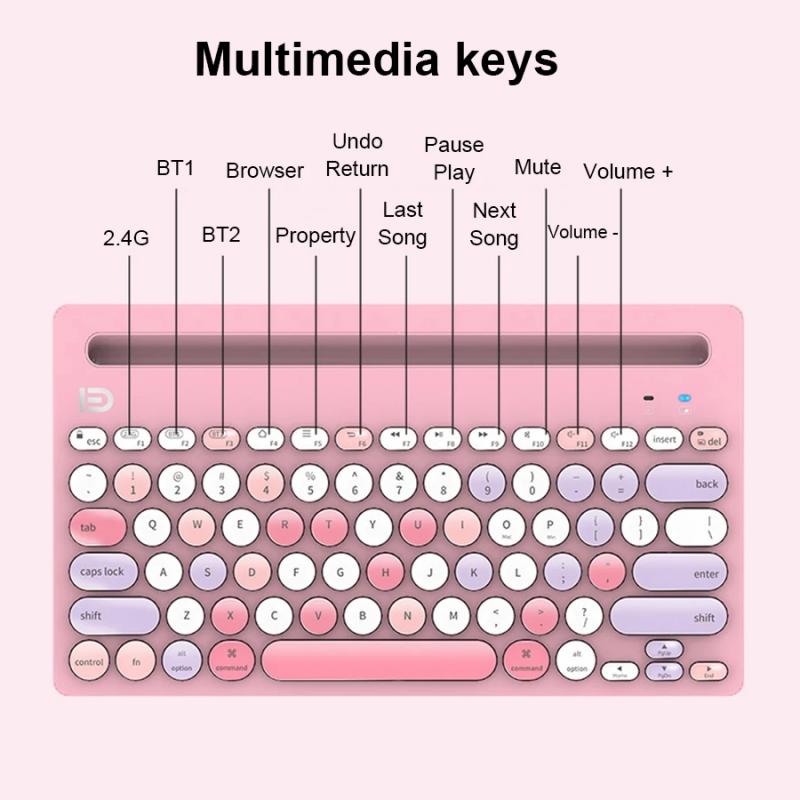 Multi-color 2.4g bluetooth modo duplo teclado sem fio para computador portátil tablet computador acessórios gamer presente da menina de negócios