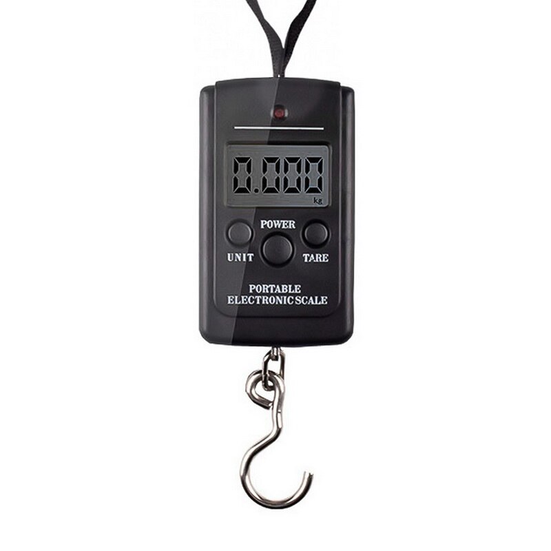 Hängande ledd elektronisk våg digital bagagevåg med bekvämt handtag krok 110lb/50kg för fiskebagage steelyard: Svart är inte bakgrundsbelyst