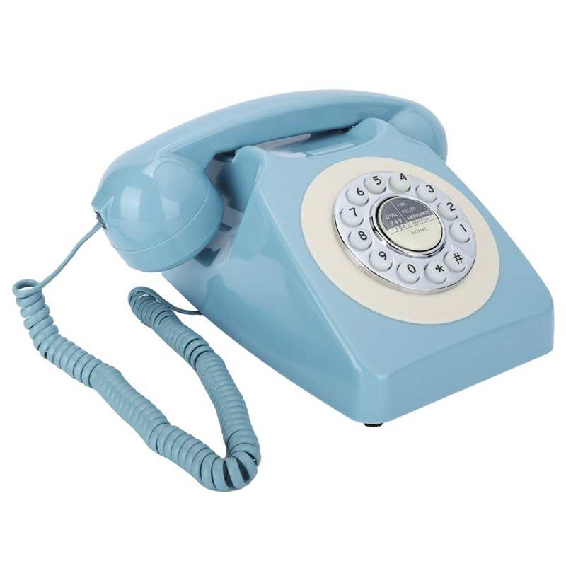 Desktop Landline Telephone Corded Fixed Home Phone Retro Antique Old Phones with FSK/DTMF Dual System for Hotel Home Office