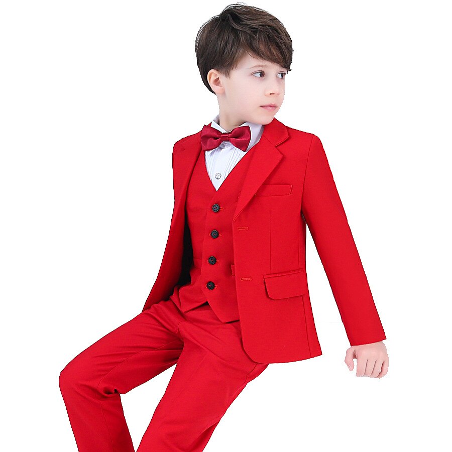 Blazer rouge pour garçons, costume de mariage, de bal, de smoking, pour enfants,
