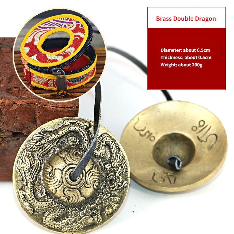 Nepal Handmade Bell Bell Percussion Instrument Pure Copper Ding Xia Large Bell Bell Strike Double Chime: Brass 5 and bag