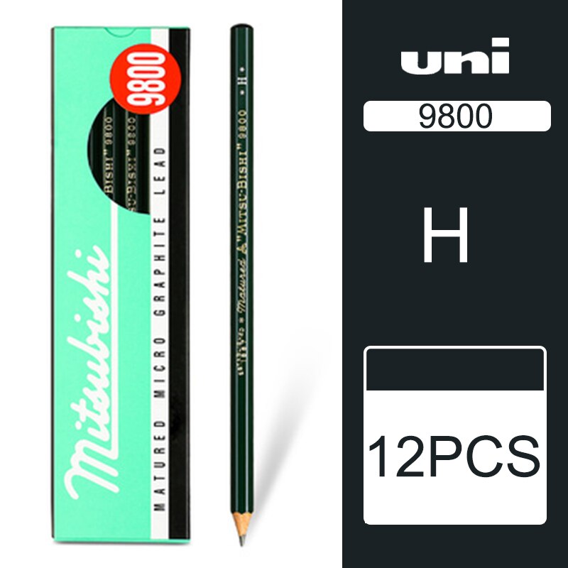 12/22 pinner uni mitsubishi blyant 9800 testkort tegneblyanter kunstskisseblyant: H
