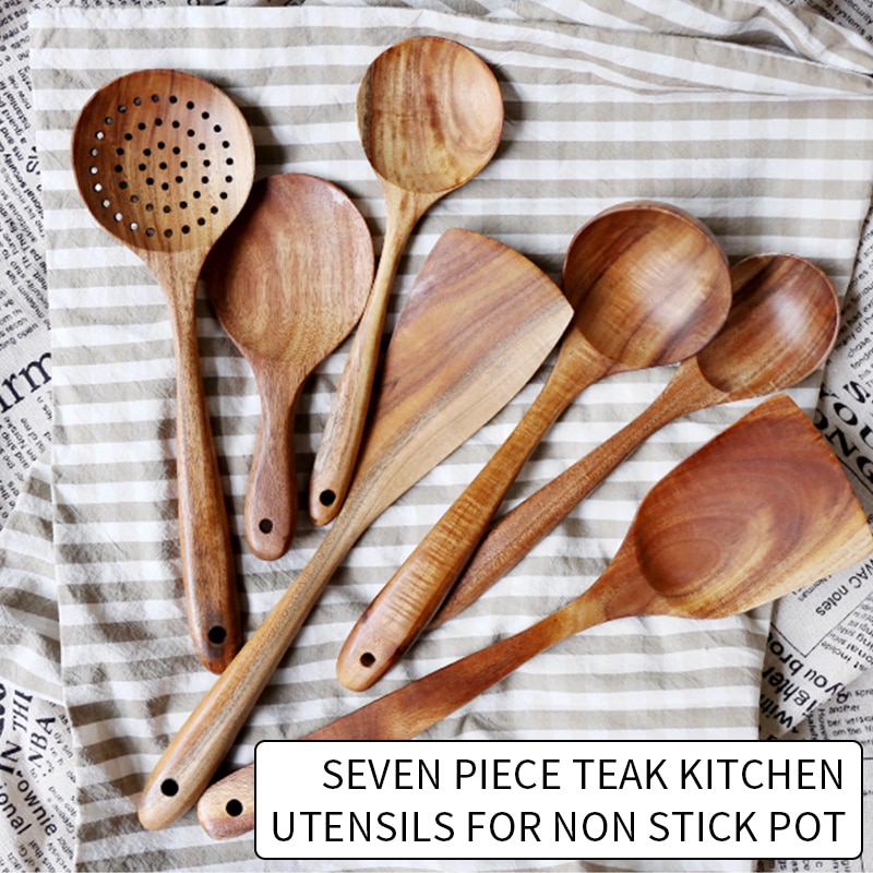 Teak löffel mit lange griff Sieb nicht-Stock Pfanne holz schlitz löffel spezielle spachtel löffel für Pfanne massivholz reis löffel