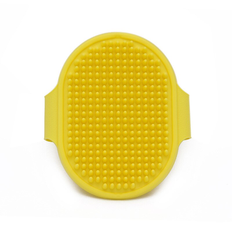 Haustier Hund Katze Schlecht Pinsel Tragbare Handheld Haustier Pinsel Kamm Gummi Massieren Handschuh Haar Pelz Pflege haustier dusche hund pinsel: Gelb
