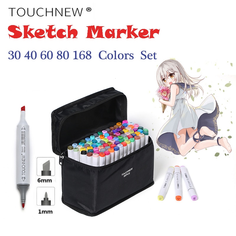 TOUCHNEW-marqueurs à alcool à double tête pour dessiner, 30/40/60/80/168 couleurs, marqueurs artistiques pour dessin Manga
