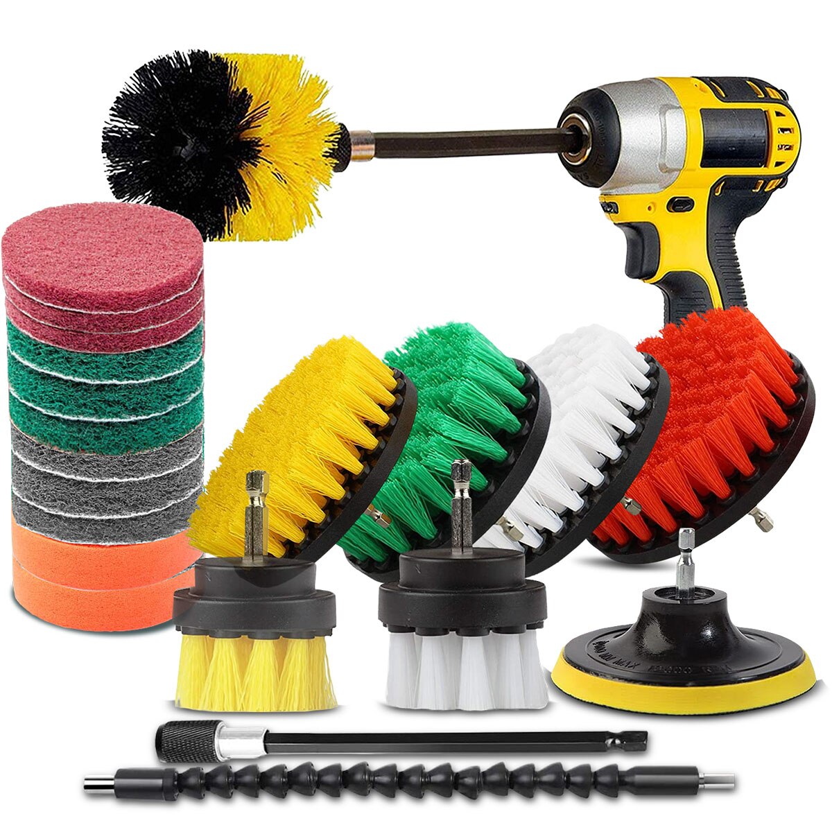 Drill Brush Set for drill Shower Tile and Grout All Purpose Power Scrubber Cleaning Kit Power Scrubber Brush Pad Sponge Kit: 21PCS