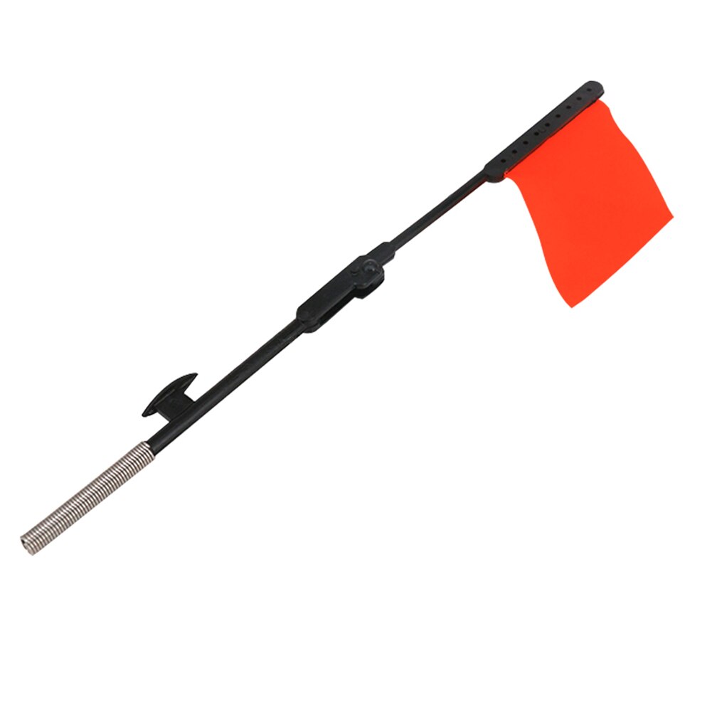 Foldable Ice Fishing Rod Tip-Up Compact Metal Pole Orange Flag Angler Tackle Accessory With Red Flag