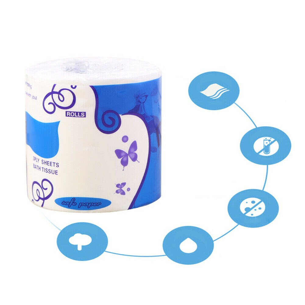 3-Ply Toilet Paper Roll White Soft Skin-friendly Bathroom Household Tissue EY669