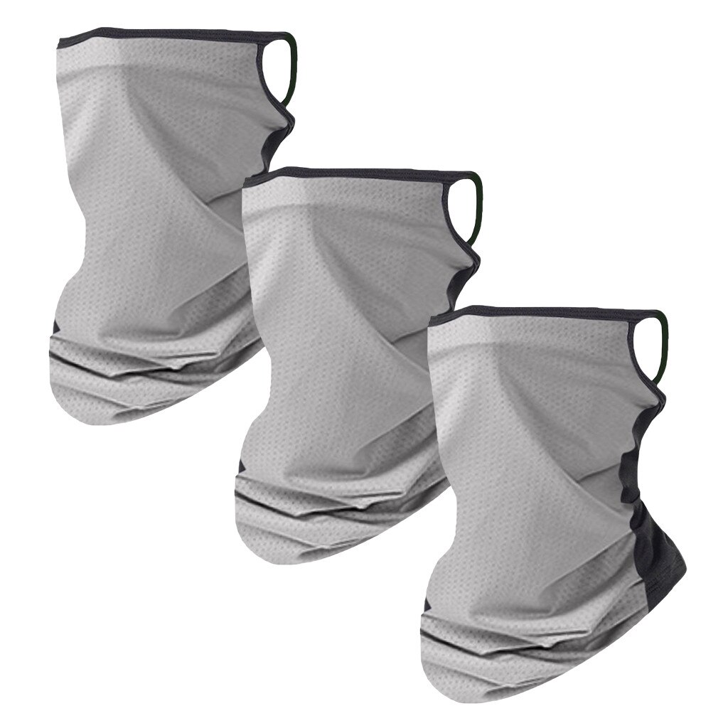 3 stk unisex rave bandana hals gamasje rør hodeplagg utendørs fotturer sykling bandana pustende anti støv ansikt skjerf kvinner menn: Grå