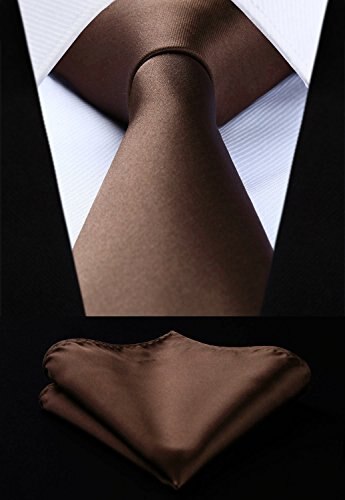 Heren Das Stropdas Set Solid Stropdassen Voor Man Zakdoek Party Voor Mannen Trouwjurk Accessoires: Bruin