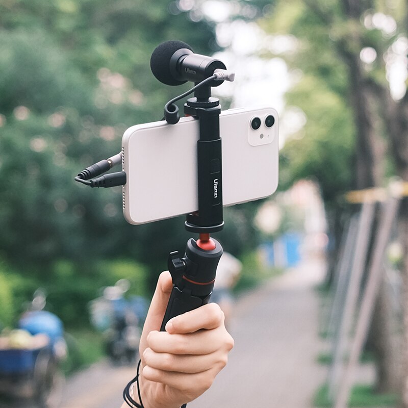 Ulanzi ST-19 Draagbare Telefoon Mount Telefoon Houder Klem Met Koud Schoen 1/4 ''Statief Mount Mic Led Licht Invullen vlog Accessoires