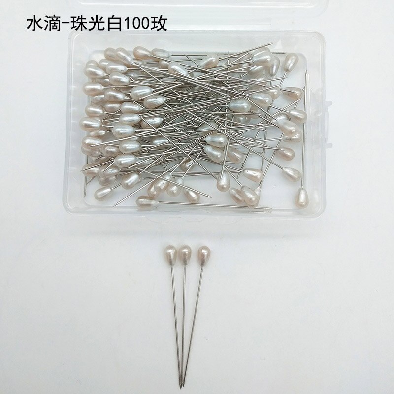 100pcs/Set Sewing Pins Locating Pin Apparel Sewing Needle DIY Handcraft Patchwork Dressmaking Pins Garment Sewing Accessories: Drop White