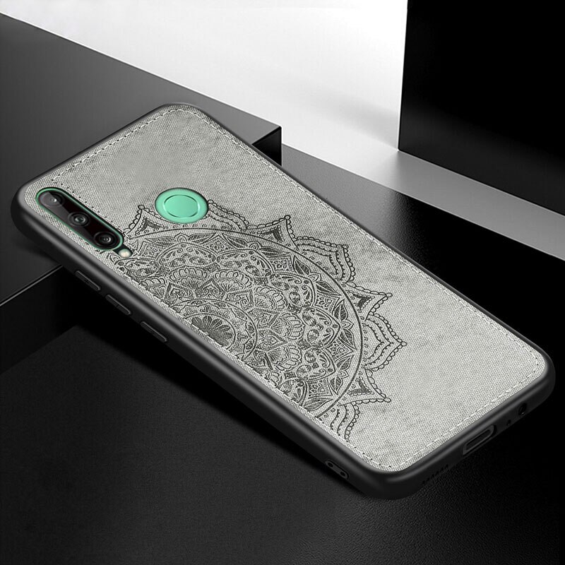 6.39 "Voor Huawei P40 Lite E Case Stof Doek Siliconen Bumper Hard Pc Cover Case Voor Huawei P40 lite E Fundas Bloemen: P40 Lite E / Gray