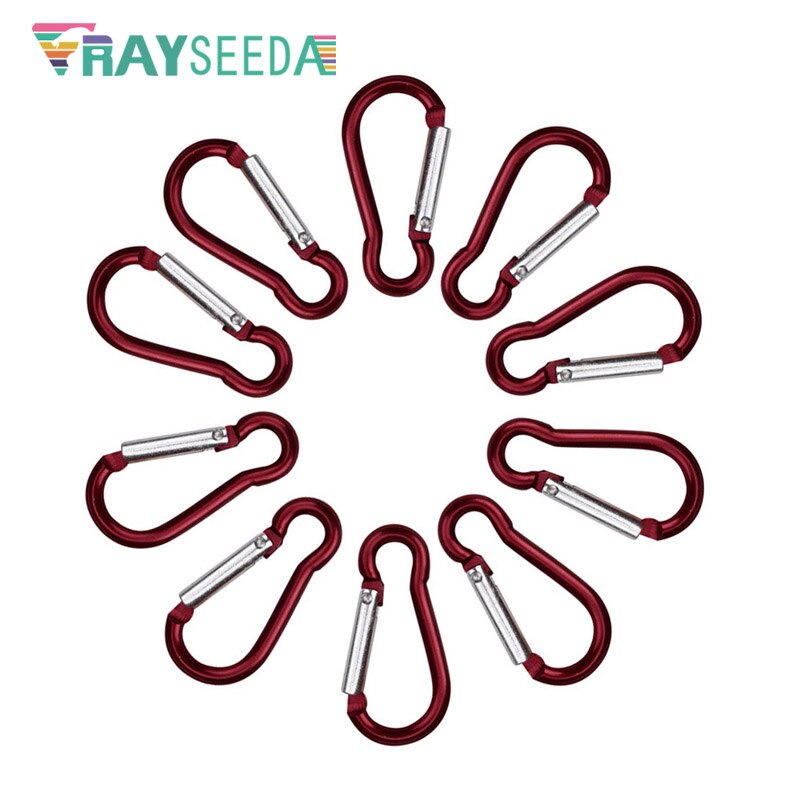 Rayseeda 5 stuks/partij multicolor klimkarabijnhaken mini kalebasvormig 5#  aluminiumlegering camping sleutelhanger hanggesp tashaak