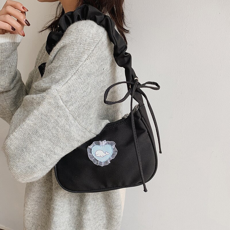 Bolso gótico de lona para las axilas, bolsa de hombro negra para Halloween, chica oscura, Punk, Retro, Unisex