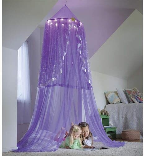 Babybedhemel koepelbedhemel hangend gaas blauwe prinses babyhemel klamboe decoratie kamerbedovertrek gordijn voor baby: Pruim