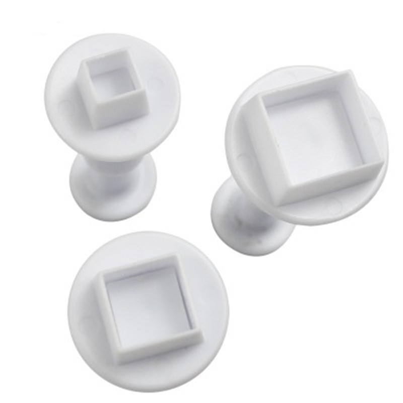 3Pcs/set Square Cake Cookie Plunger Cutter Fondant Gum Paste Cupcake Toppers Mold Biscuit Christmas Baking Decorating Tool