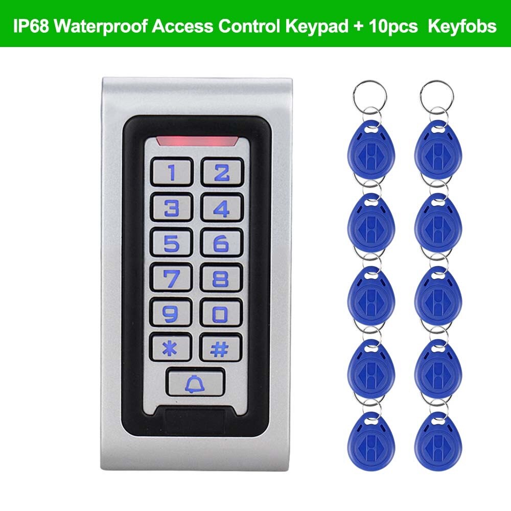 Waterproof Access Controller RFID Access Control Keypad Full Program Standalone Weigand 26 Card Reader with 125khz RFID Keyfobs: with keyfob