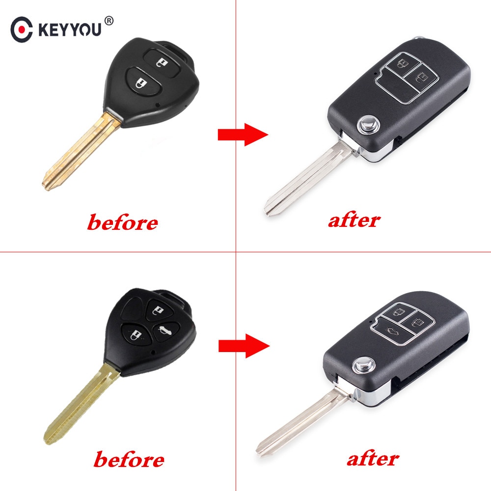 KEYYOU Gewijzigd 2/3 Knoppen Afstandsbediening Auto Sleutel Shell Folding Flip Key Case Cover Voor Toyota Camry Corolla Reiz RAV4 Auto sleutel