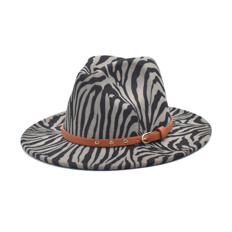 Fuodrao herfst winter fedora's dames wollen hoeden print jazz hoed heren brede rand gentleman cowboy pet  bm16
