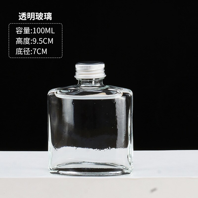 1pcs Glass Small Wine Bottle Storage Jar with Lid Frosted Bottle Clear Glass Wine Bottle Empty Glass Bottle Drink Bottle: 100ml Transparent