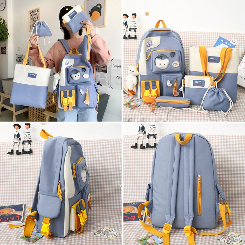 Wasser nachweisen Rucksack Für jugendlich Mädchen 2022 Nette Schule Tasche Für Frauen 5 Pes einstellen Schüler Rucksack Große Mehrere Taschen Tornister