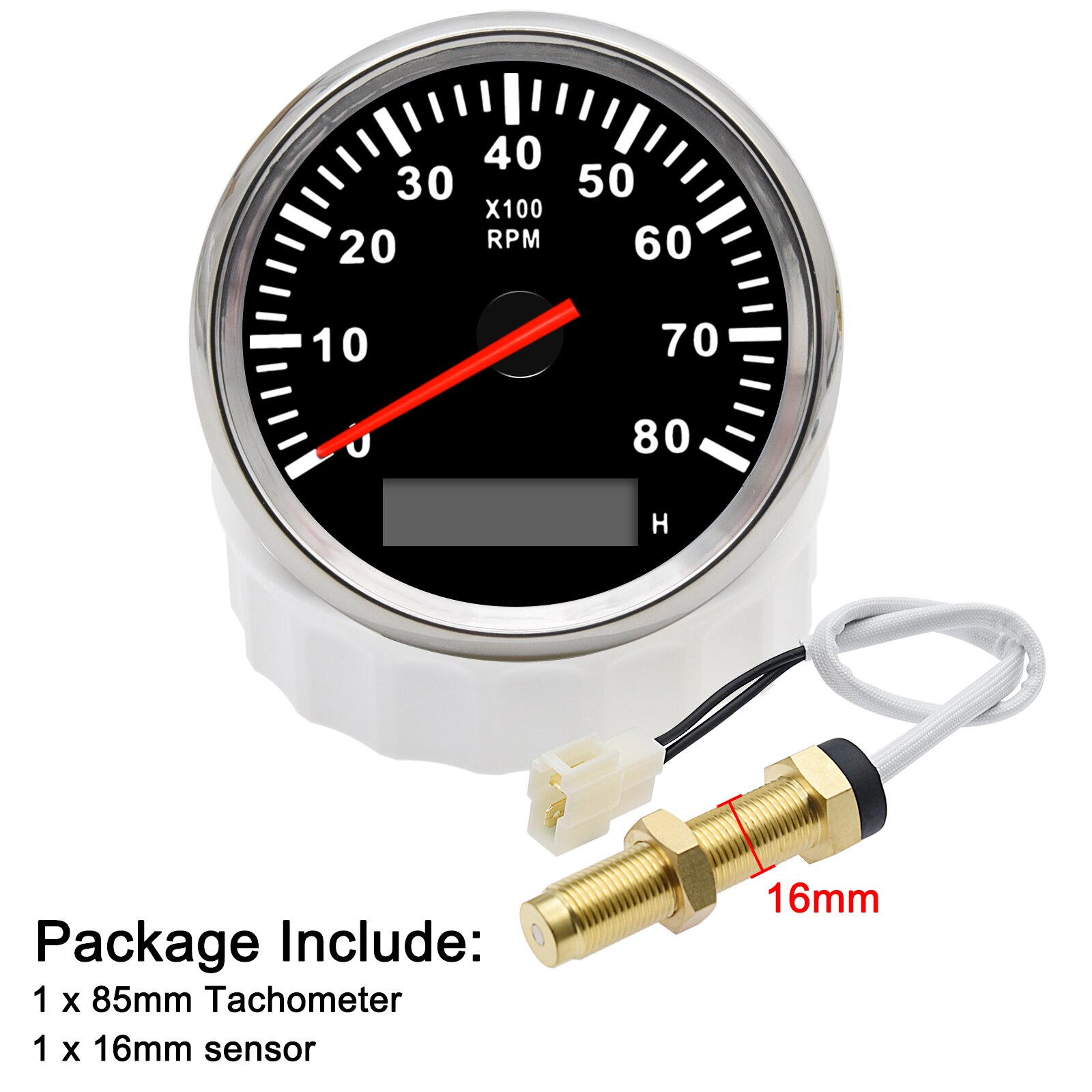 3K-8K PRM Meter + M16 Drehzahlmesser Sensor 85MM Benzin Diesel Motor Tacho Mit LCD Betriebsstundenzähler für Marine Boot Motorrad 4: 8K-BS