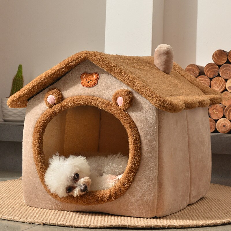Maison en fourrure pour animaux de compagnie, niche d&#39;intérieur pour petits chiens, chat d&#39;hiver, avec coussin, canapé, petit chiot, Chihuahua Yorkie