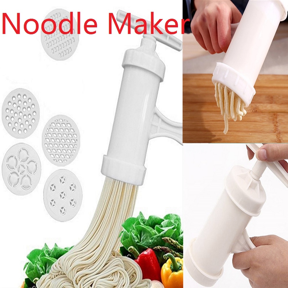 Manual criativo fabricante de macarrão diy máquina fabricante de macarrão manivela cortador com 5 moldes imprensa fazendo espaguete cozinha cozinhar gadgets