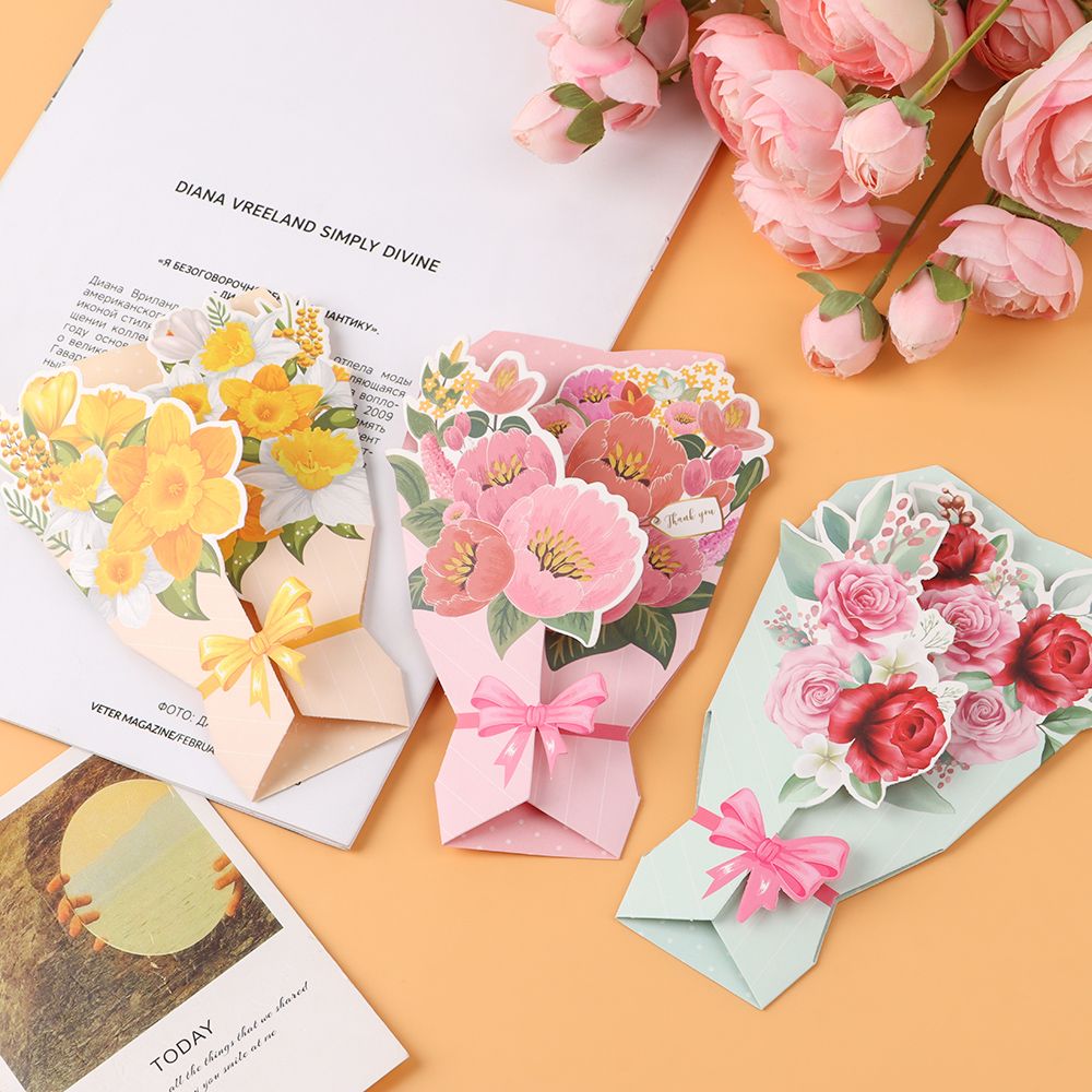 Supplies Blessing Words Card Wedding Invitation DIY Flower Series Card Birthday Greeting Card 3D Foldable Card