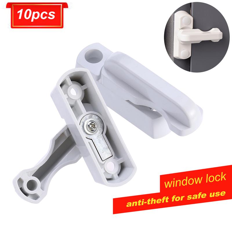 10pcs Window Lock Extra Security UPVC Window Lock Plastic UPVC Windows Door Sash Jammers Extra Security Lock