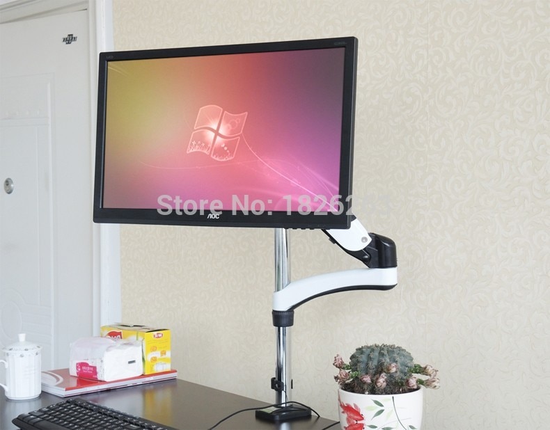 Gas Spring Desktop Clamping 15-27&quot; LCD LED Monitor Holder Arm Full Motion Monitor Mount Bracket Load 0-8kgs VESA 75/100mm GM112C