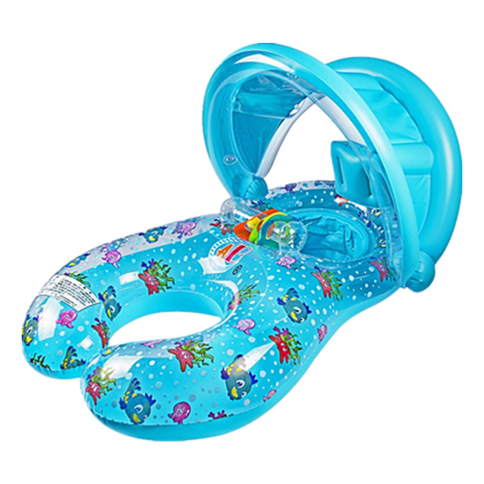 Moeder Baby Dubbele Zwemmen Float Ring Kids Baby Opblaasbare Zwemmen Cirkel Met Zonnescherm Float Seat Zonnescherm Ringen Zwembad Speelgoed