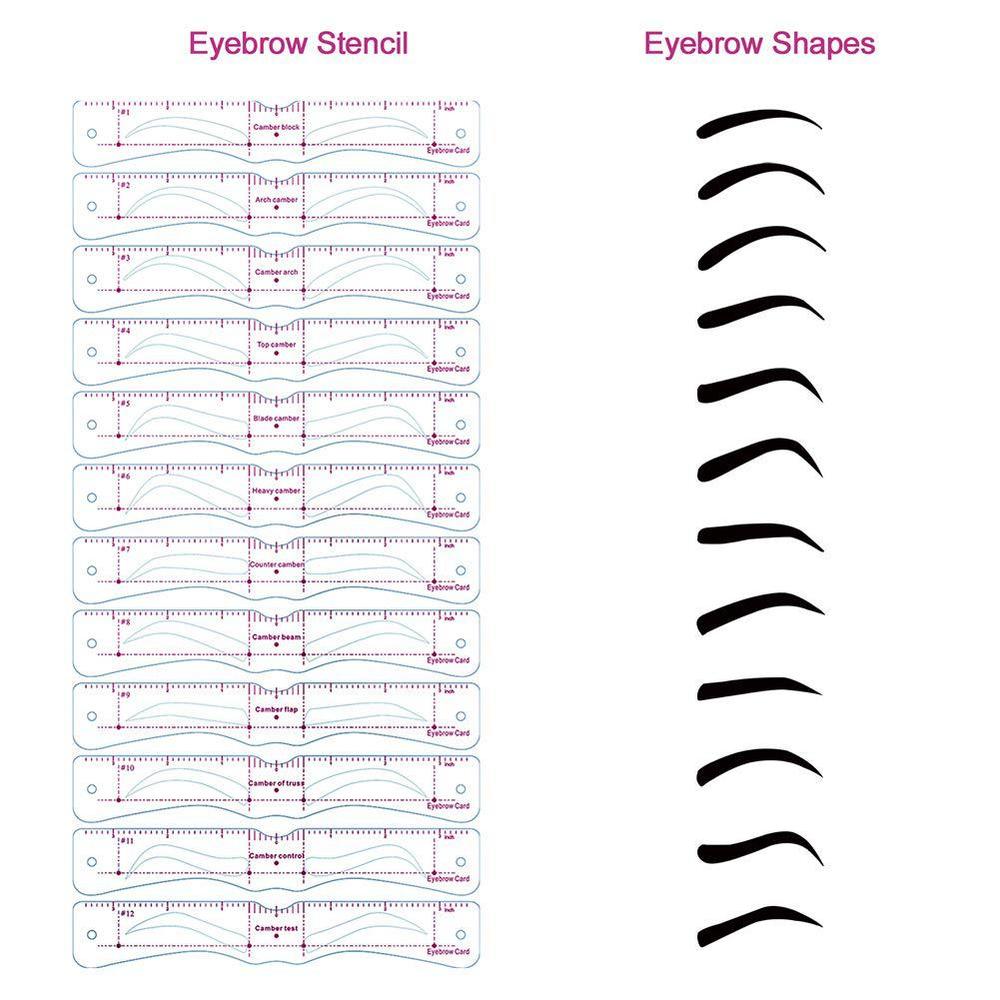 12 unids/set plantillas de cejas reutilizables de cejas de dibujo DIY guía modelado de estilo aseo tarjeta plantilla fácil herramienta de maquillaje