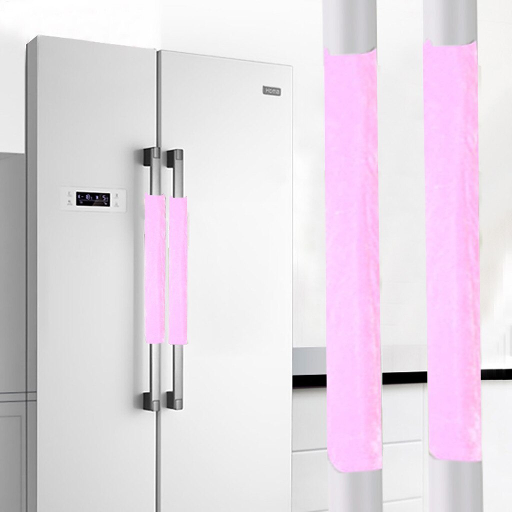Et par køleskabshåndtagsdæksel køkkenapparat køleskabsdæksel vaskbar flerfarvet klud køleskabshåndtagsdæksel: Lyserød