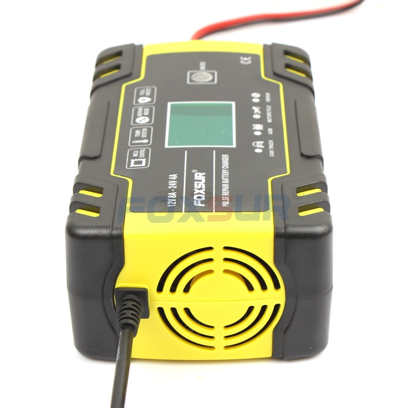 FOXSUR 12V 24V Smart Battery Charger, Car Truck Lead-Acid AGM EFB GEL WET Battery Charger, 100-240V AC input