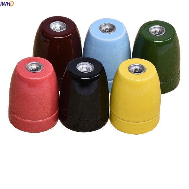 Iwhd cerâmica e26/e27 suporte da lâmpada base soquete industrial retro vintage edison soquete e27 soquete suporte da lâmpada ce ul
