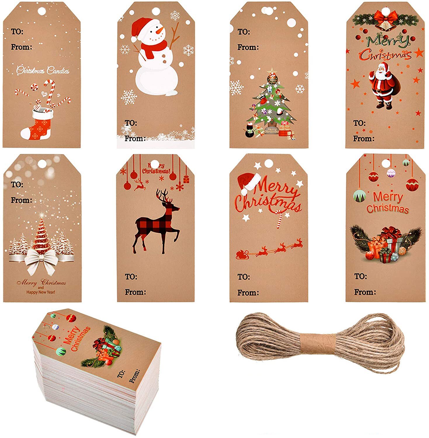 100pz etichette di buon natale carta di carta kraft etichetta regalo etichetta fai da te cartellini decorazioni regalo carta regalo bomboniere forniture