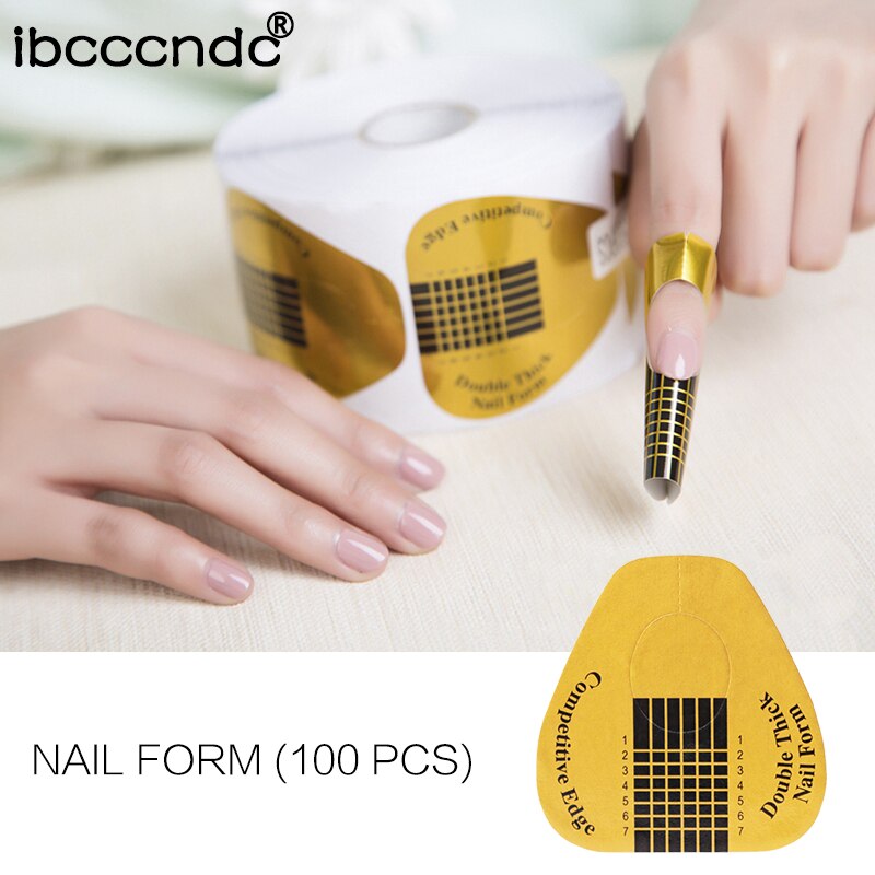 100 pcs Nail Forms Nail Art Folies Tips Acryl Gel Nagel Gids Sticker voor DIY Polish Gel Tips Franse manicure Tools Set